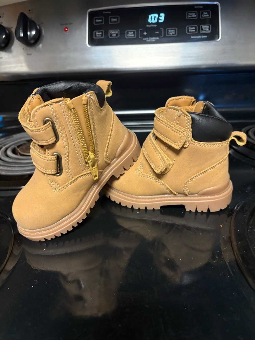NWoT Kids Tan Boots with Velcro Straps